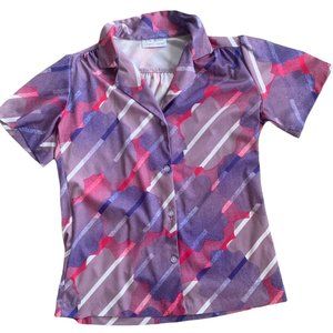 Vintage Elsa Philips Groovy Abstract Bold Print Top USA M